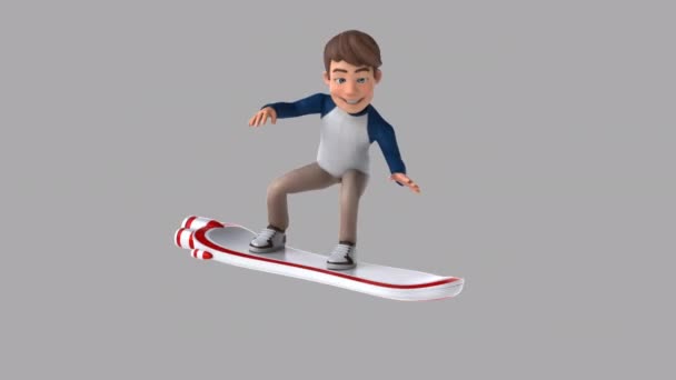 Fun Kid Surfing Animation — Stock Video