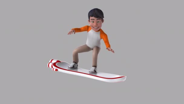 Zabawa Dla Dzieci Surfing Animacja — Wideo stockowe