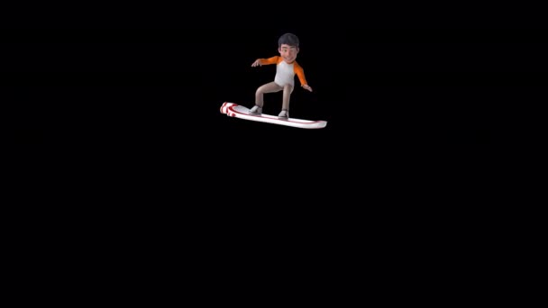 Веселый Детский Серфинг Анимация — стоковое видео