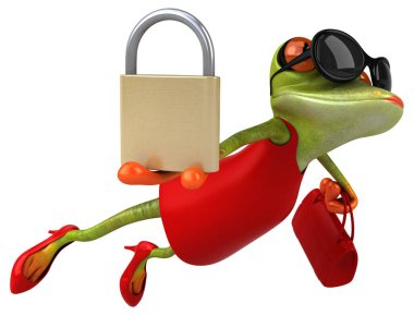 Kilitli eğlenceli kurbağa - 3D Görüntü