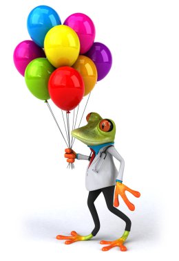 Balonlu eğlenceli kurbağa - 3D İllüstrasyon