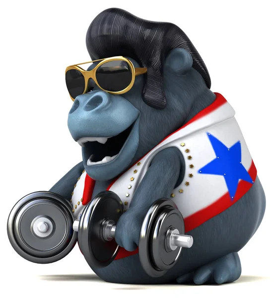 Fun Cartoon Illustration Rocker Gorilla Weights — Foto Stock