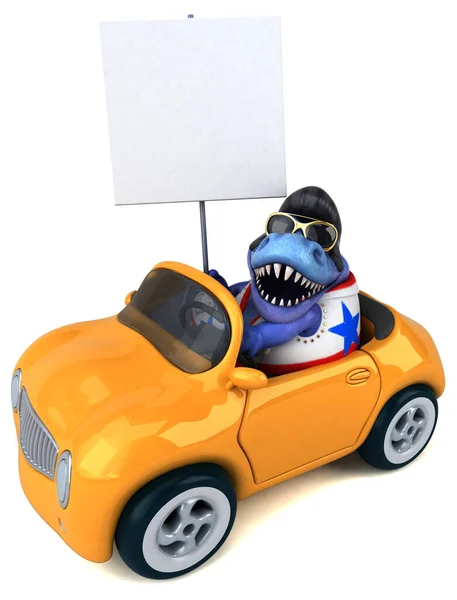 Fun Cartoon Illustration Trex Rocker Car — стоковое фото