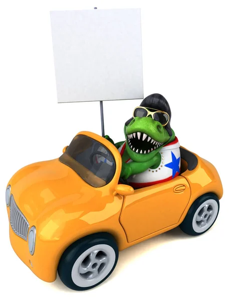 Fun Cartoon Illustration Trex Rocker Car —  Fotos de Stock