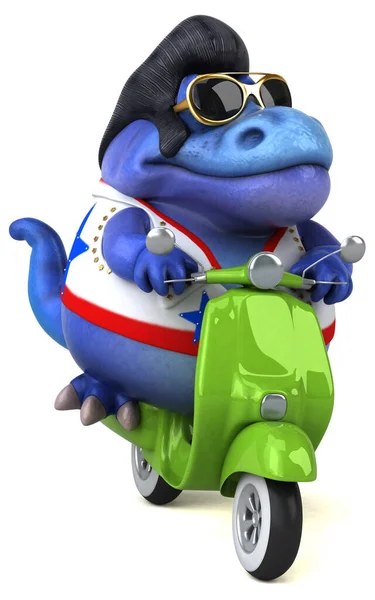 Fun Cartoon Illustration Trex Rocker Scooter — Stockfoto