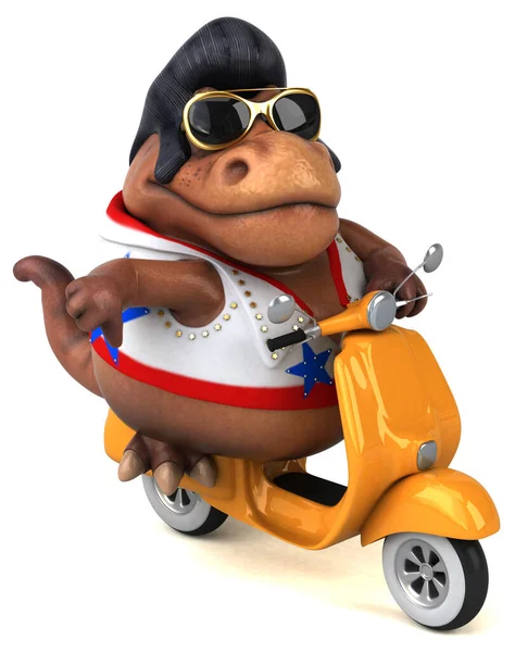 Fun Cartoon Illustration Trex Rocker Scooter — Stockfoto