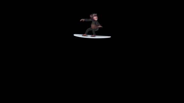 Fun Cartoon Figur Affe Surfen Animation — Stockvideo
