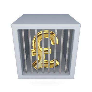 Pound sterling sign in a prison. clipart