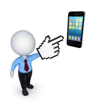 cep telefonu için işaret 3d küçük kişi.
