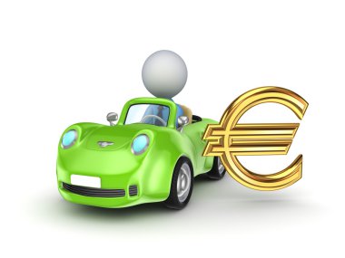küçük otomobil ve altın euro simgesi.