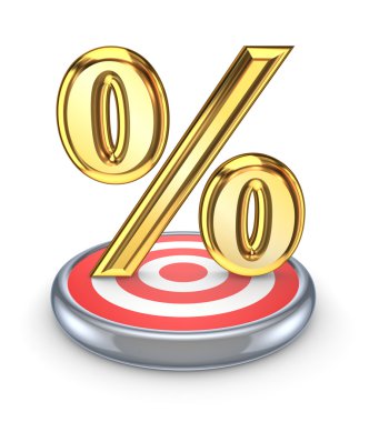 Percent symbol on a dartboard. clipart