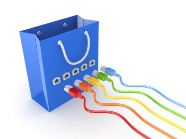 renkli patchcords karton paket bağlı.