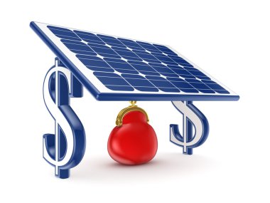 güneş pili altında kırmızı vintage çanta.