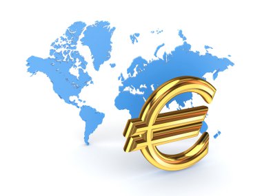 Euro simgesi ve mavi harita.