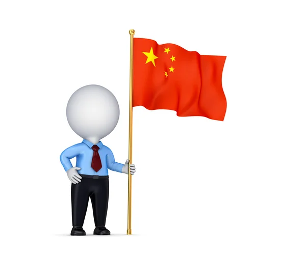 3d kleine Person mit einer chinesischen Flagge. — Stockfoto