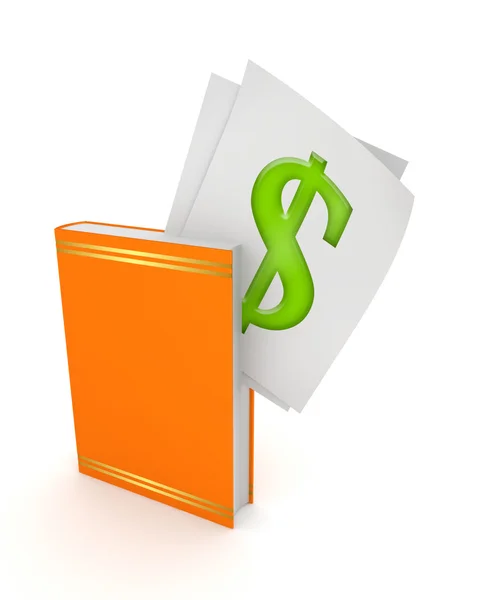 Sinal de dólar em livro laranja . — Fotografia de Stock