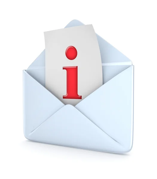 Envelope com um símbolo de informação vermelho . — Fotografia de Stock