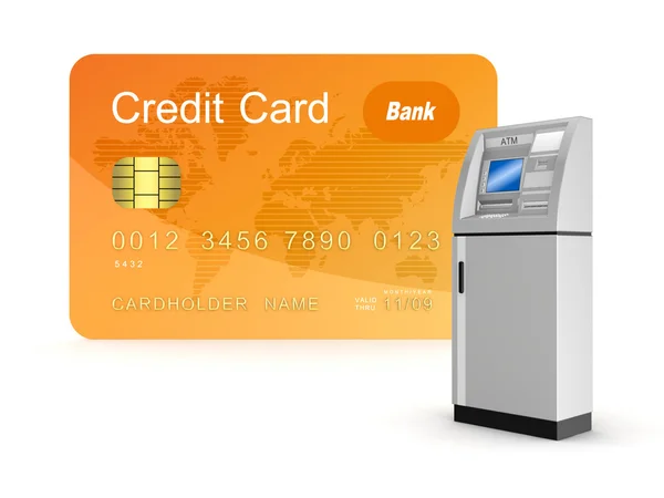 Tarjeta de crédito y cajero automático . — Foto de Stock