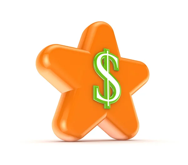 Orange star with a green dollar sign. — Stock Photo, Image