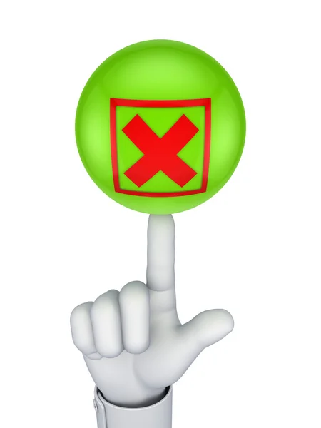 Red cross mark icon on a green sphere. — Stock Photo, Image