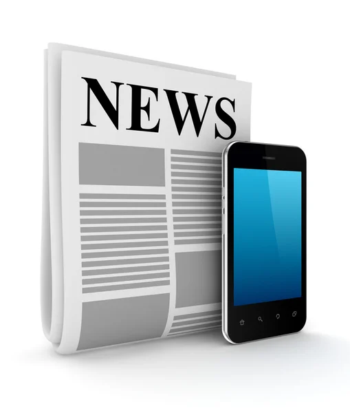 Stylized newspaper and modern mobile phone. — Stock Photo, Image