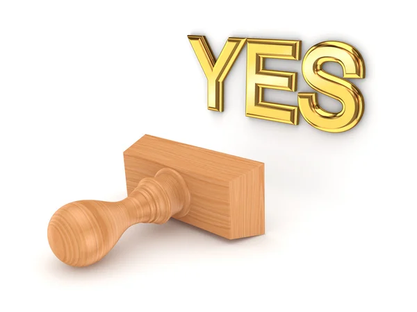 Wooden stamp and word YES. — Stock Photo, Image