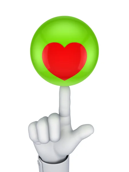 Red heart icon on a green sphere. — Stock Photo, Image