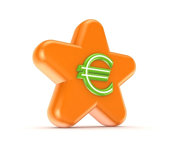 Estrela laranja com um sinal verde de euro . — Fotografia de Stock