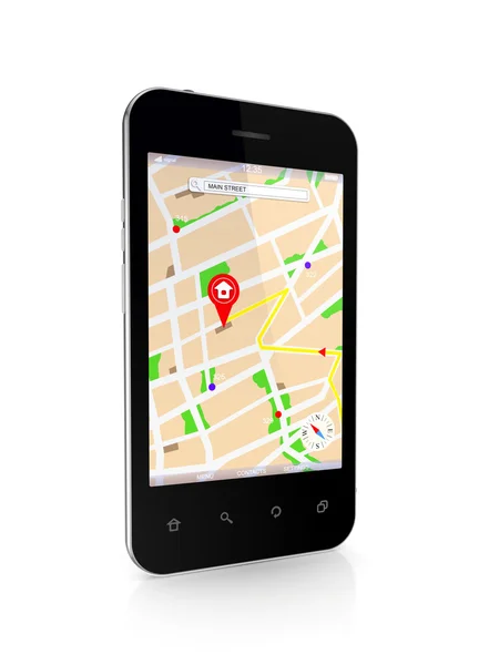 Moderno telefono cellulare con navigatore GPS . — Foto Stock