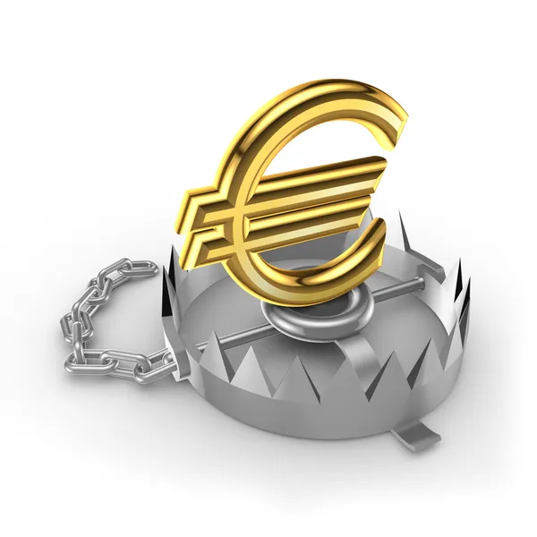 Golden euro sign on a trap. — Stock Photo, Image