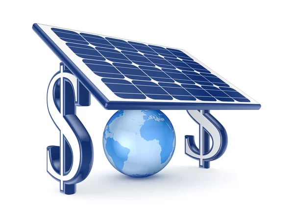 Globus unter Solarbatterie. — Stockfoto