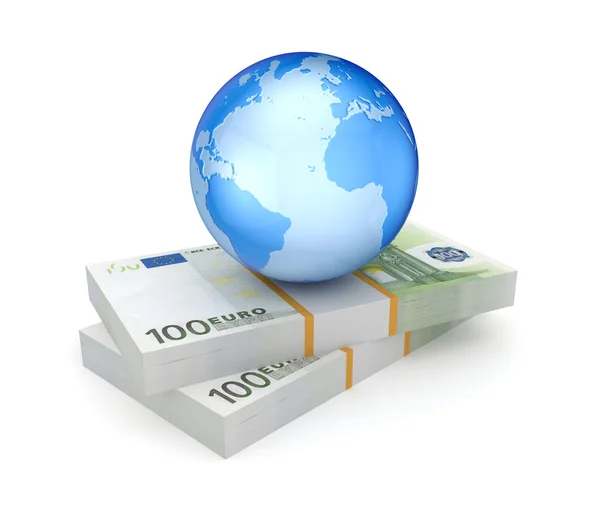 Confezioni di euro e globo . — Foto Stock