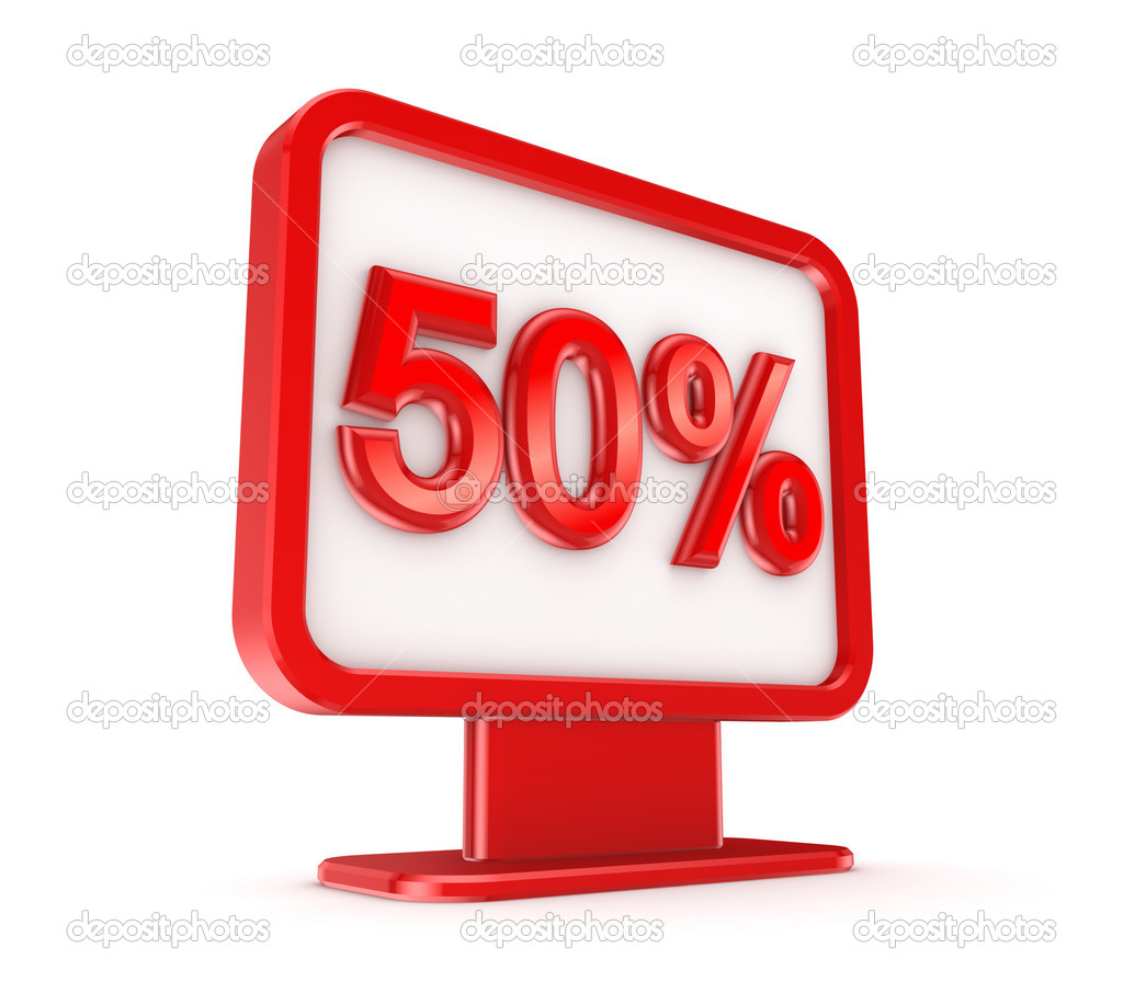 Red lightbox with a signature 50%.