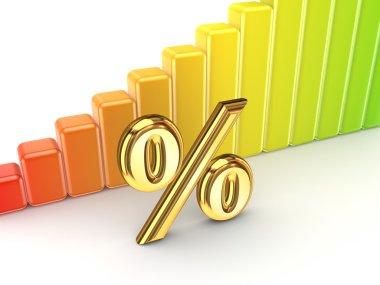 renkli grafik ve yüzde simgesi.