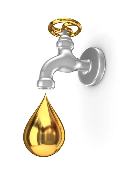 Golden tap and drop. — Stock Photo, Image