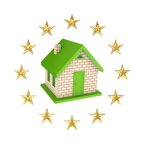 European Union symbol and small house. — Stock Photo, Image