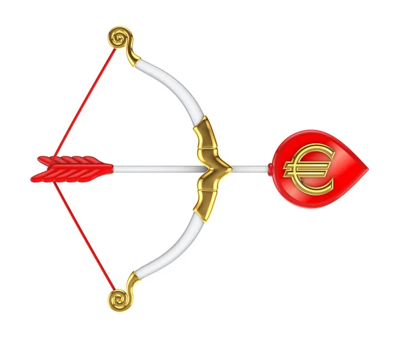 Gestileerde cupid van bow met het teken van de euro. — Stockfoto