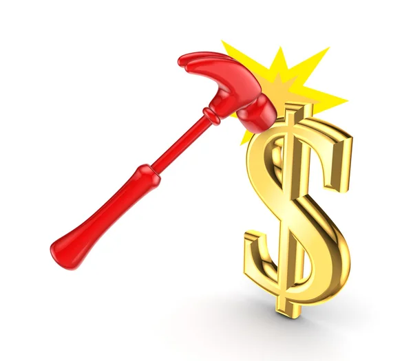 A hammer and sign of the dollar. — Stock Photo, Image