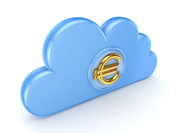 Blue cloud and eurosign. — Stock Photo, Image