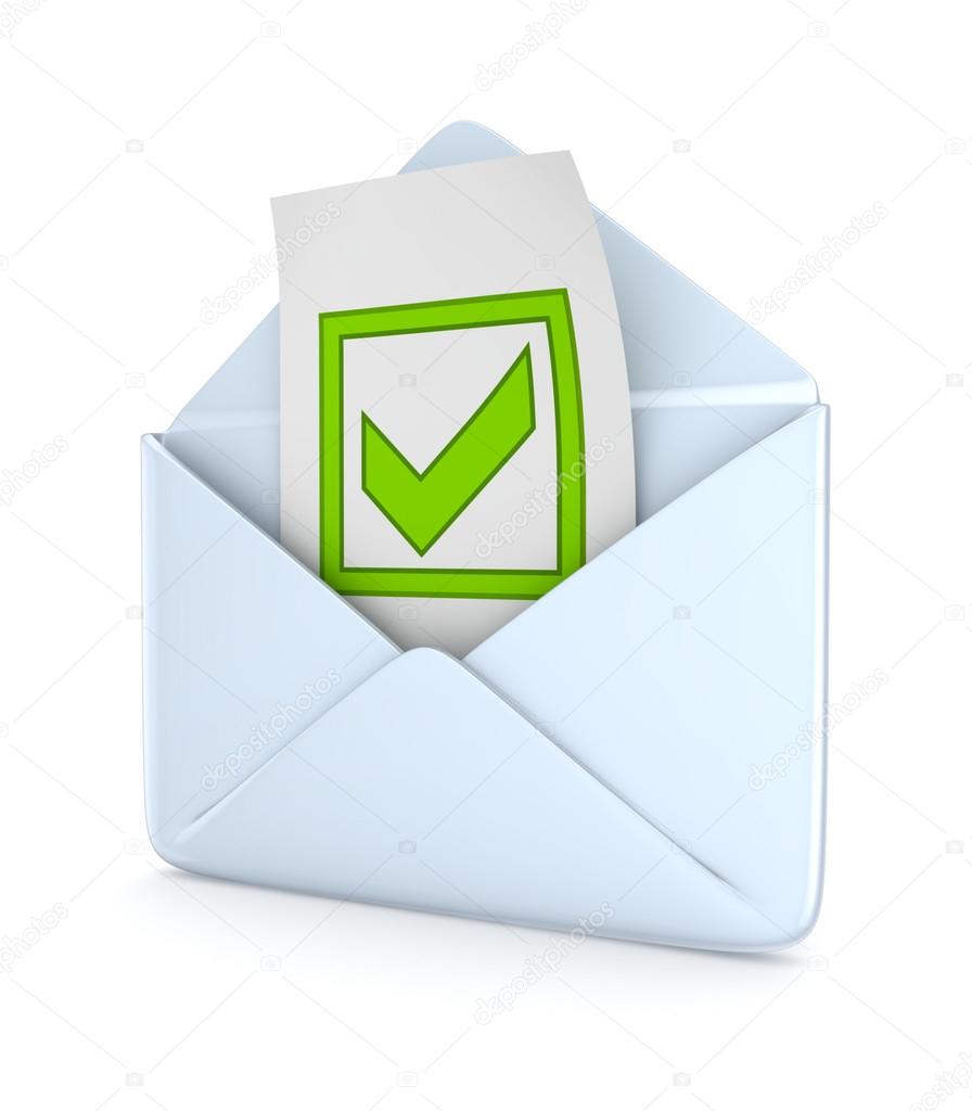 Envelope with a green tick mark.