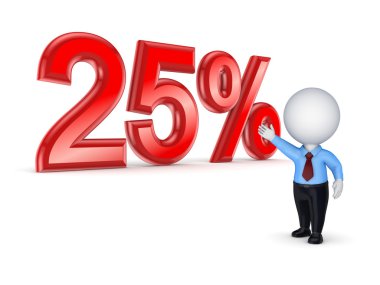 Beyaz arka plan üzerinde izole işareti % 25.
