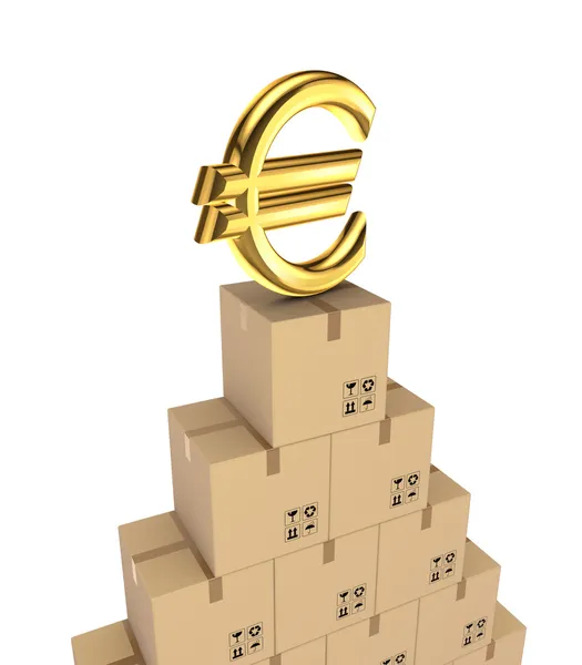 Kartons und Euro-Zeichen. — Stockfoto