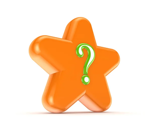 Orange star with a green query mark. — Stock Photo, Image