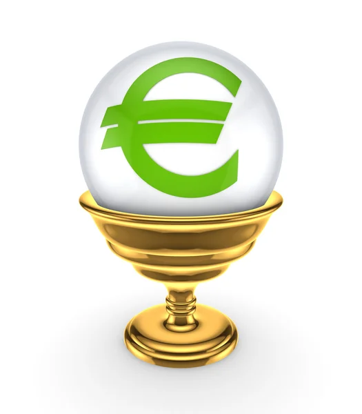 Euro sign on a white sphere. — Stock Photo, Image