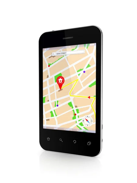 Сучасний мобільний телефон з GPS навігатором . — стокове фото