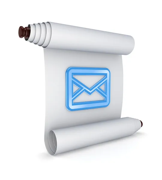 Blue envelope icon on ancient scroll. — Stock Photo, Image