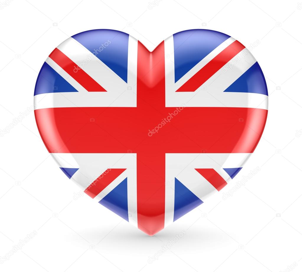 British flag on a heart symbol.