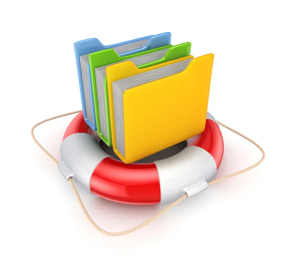 Computer folders on a lifebuoy. — Stock Photo, Image