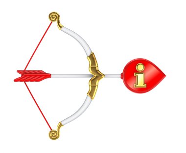 stilize aşk tanrısı'nın yay ile bilgi işareti.