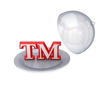 bir tabak üzerinde kırmızı ticari marka simgesi.